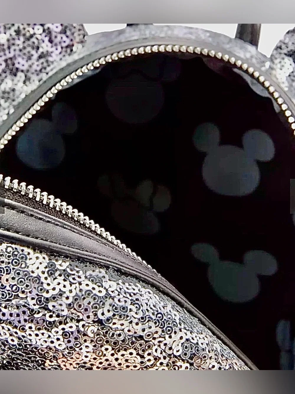 NEW Hong Kong Disney New Years Eve Loungefly Backpack Ombré Silver Black Sequins